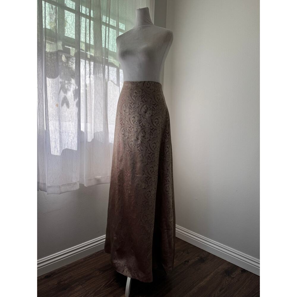JS Collections Mauve Shimmery Baroque Print Floor Length Skirt
